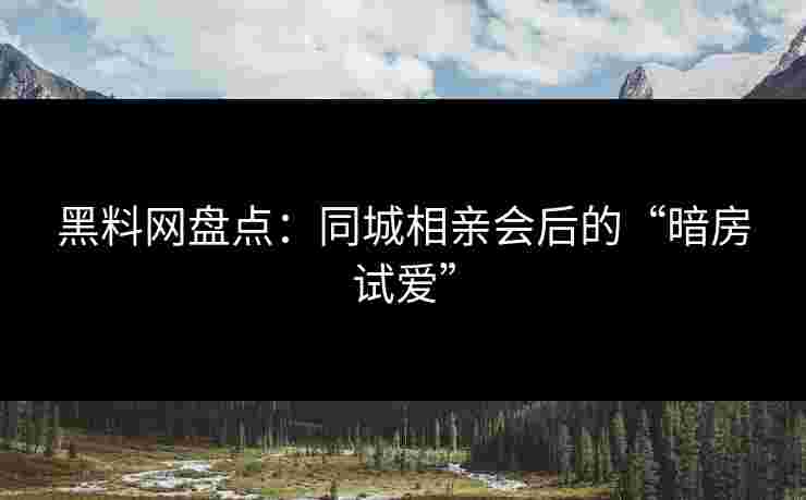 黑料网盘点：同城相亲会后的“暗房试爱”