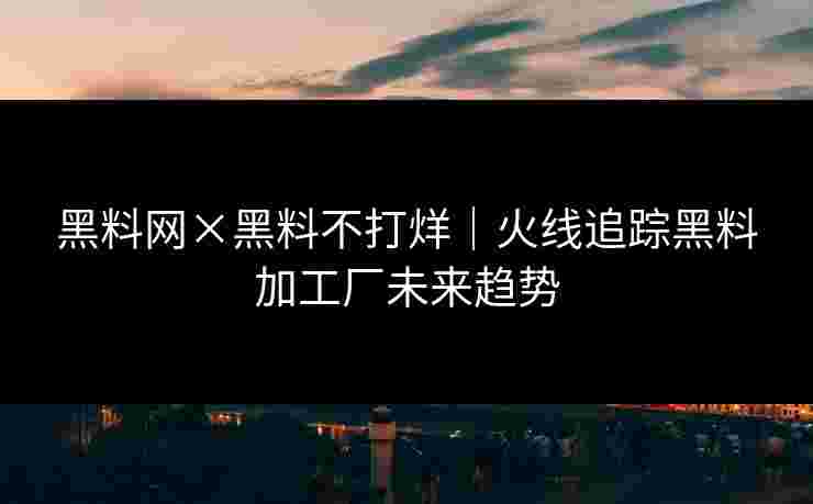 黑料网×黑料不打烊｜火线追踪黑料加工厂未来趋势
