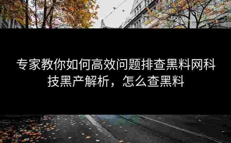专家教你如何高效问题排查黑料网科技黑产解析，怎么查黑料