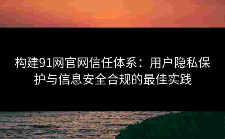 构建91网官网信任体系：用户隐私保护与信息安全合规的最佳实践