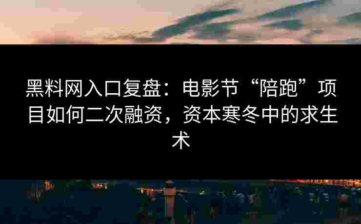 黑料网入口复盘:电影节“陪跑”项目如何二次融资,资本寒冬中的求生术 黑料网入口复盘:电影节“陪跑”项目如何二次融资,资本寒冬中的求生术
