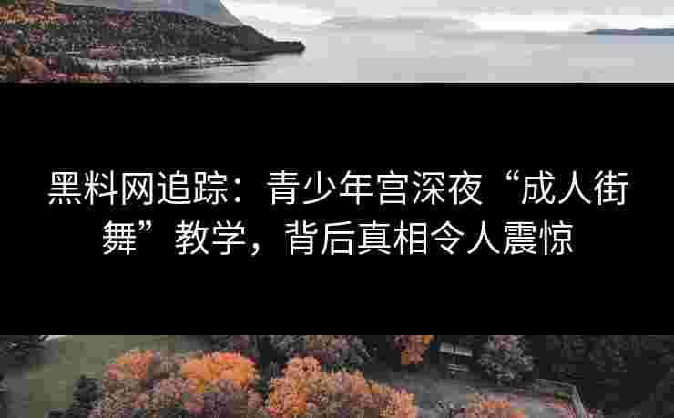 黑料网追踪:青少年宫深夜“成人街舞”教学,背后真相令人震惊 黑料网追踪:青少年宫深夜“成人街舞”教学,背后真相令人震惊