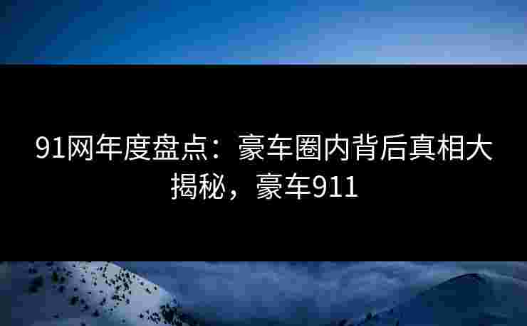 91网年度盘点:豪车圈内背后真相大揭秘,豪车911 91网年度盘点:豪车圈内背后真相大揭秘,豪车911